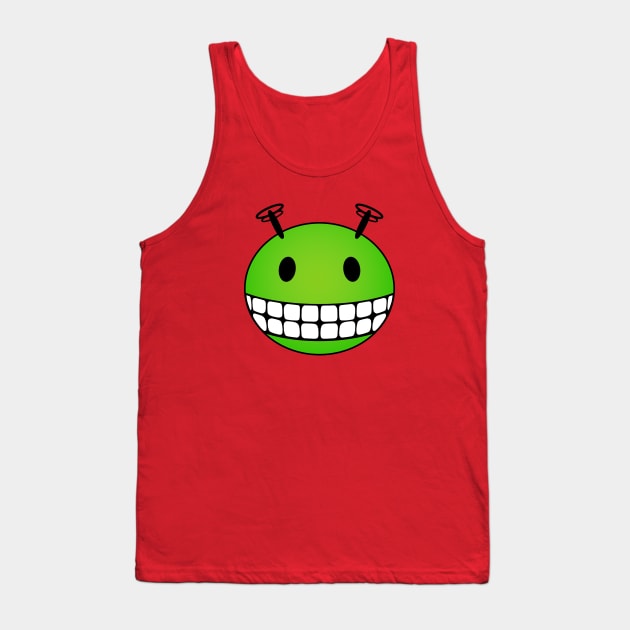 Green Alien Smiley Face Tank Top by RawSunArt